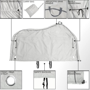 Husa de protectie pentru biciclete TeamObsidian, Protectie UV, XXL, Pentru 3 biciclete, Poliester Oxford 300 D, Gri - Img 4