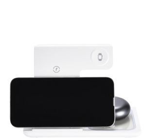 Incarcator wireless, statie incarcare 3 in 1, ReadeREST, Incarcare pentru telefon, casti, smart watch, compatibil cu toate seriile Airpods, Apple watch si Iphone Android Samsung Huawei Xiaomi, Alb - Img 3