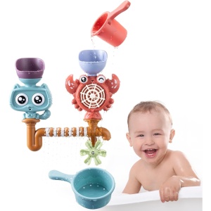 Jucarie de baie pentru copii Navaris, jucarie interactiva cu apa, 2 cani, 1-3 ani, 25.7 x 9 x 24.5 cm, din plastic, Multicolor