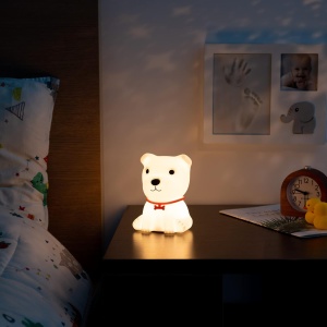 Lampa de veghe pentru copii Navaris, design catelus, 10.5 x 10 x 14.5 cm, multicolora, reincarcabila prin USB, silicon - Img 6