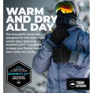 Manusi de ski unisex Tough Outfitters, impermeabile, calduroase, antiderapante, marimea M, Negru - Img 3