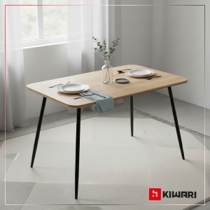 Masa Kiwari® Brik, MDF si Metal, Stil Contemporan, 110×70×75 cm, Lemn Natural & Negru - Img 9