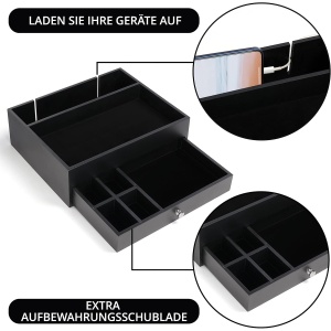 Organizator Belle Vous, negru, cu sertar si 2 compartimente, 26.5x21.5x8.5cm - Img 6