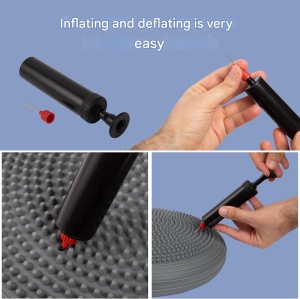 Perna pentru echilibru Everest Fitness, ortopedica, gonflabila, cu pompa, Ø33 cm, Gri - Img 5