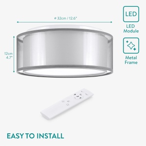 Plafoniera de tavan cu LED, Navaris, design cu 2 straturi, 22W, temperatura de culoare reglabila, cu telecomanda, Clasa F, Ø 32 x 12 cm - Img 7