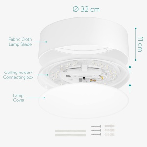 Plafoniera LED Navaris, 22W, cu telecomanda, temperatura si intensitate reglabile, diametru 32 cm, Alb - Img 2