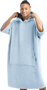 Poncho de baie unisex Homelevel, S-M, Albastru, Bumbac organic, 54881.23.19