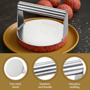 Presa pentru burgeri Gourmeo, otel inoxidabil, 14x7.5cm, argintie - Img 6