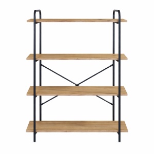 Raft Kiwari® Quad, 4 polite, 112×34×80 cm, MDF si Metal, Design Modern Industrial, Negru & Stejar - Img 8