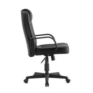 Scaun Birou Kiwari® Hab, Spatar Inalt, Sezut din Piele PU, Reglabil pe Inaltime, Baza cu Roti pentru Mobilitate, Design Executiv Confort Extra, Capacitate 120 kg, Negru - Img 7