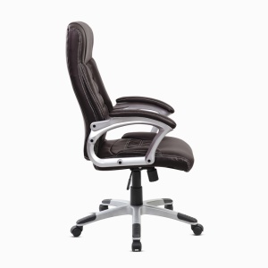 Scaun de birou ergonomic Kiwari® Eliot, spatar inalt, mecanism inclinabil cu reglaj pe gaz, rotatie 360°, brate late PP ergonomice, baza cromata stabila, roti nylon silentioase, tapiterie PU+PVC neteda, suporta 136 kg, Maro inchis - Img 10