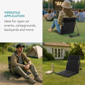 Scaun de plaja pliabil Navaris, 600D Oxford, 40 x 38 x 39 cm, pentru camping si activitati in aer liber, geanta pentru transport, Negru - Img 4