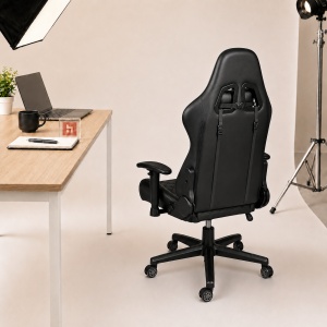 Scaun gaming Kiwari® Atom, spatar rabatabil 180°, brate 2D, perne lombara si cervicala, baza metalica, negru - Img 4