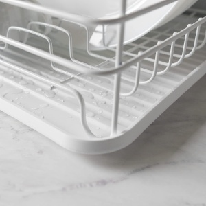 Scurgator de vase Navaris, cu suport de picurare, cu raft pentru farfurii, pahare si tacamuri, alb, 42.5x31.5x14 cm - Img 3