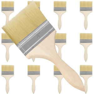 Set 12 de pensule Kurtzy, 21.5 x 10.16 cm, multifunctionale, pensule profesionale pentru vopsit si lacuit, maner din lemn, Maro