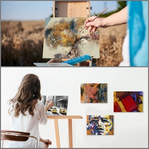 Set 14 panze pentru pictura Kurtzy, 20x30 cm, din bumbac, 3 mm grosime, pentru vopsele acrilice si uleioase, Alb - Img 4
