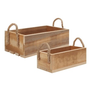 Set 2 ladite din lemn pentru depozitare si transport fructe si legume, Belle Vous, ladita mica 28x13x10 cm, ladita mare 36x21.8x12.5 cm