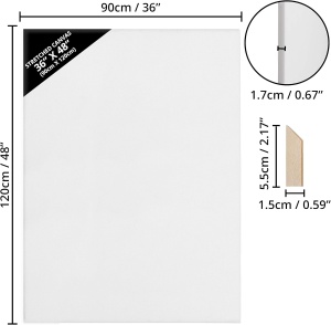 Set 2 panze pentru pictura Kurtzy, 90 x 120 cm, din bumbac, pentru vopsele acrilice si uleioase, 8 pene din lemn, Alb - Img 5