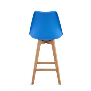 Set 2 Scaune Bar/Bucatarie Kiwari® Sama, Sezut PP si Picioare Lemn Fag, Inaltime 68 cm, Design Modern Bucatarie/Dining, Capacitate 120 kg, Albastru - Img 10