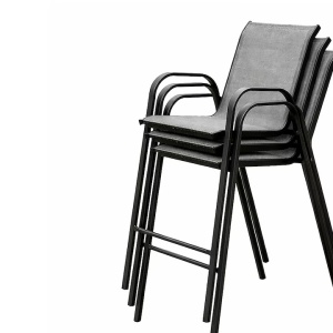 Set 2 Scaune Kiwari® Bistro, 55 x 68 x 113 cm, Metal / Poliester, Suprapozabile, Gradina/ Terasa/ Balcon, Gri - Img 4