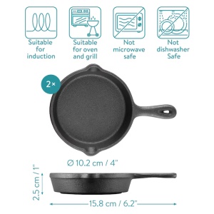 Set 2 tigai mici din fonta Navaris cu baza din lemn, 10.2 cm, 4", 426g, 60343.02 - Img 2