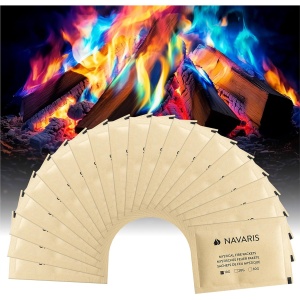 Set 20 Plicuri pentru foc colorat Navaris, efect flacari multicolore pentru foc de tabara, 10 g, Multicolor