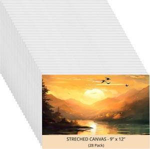 Set 28 panze pentru pictura Kurtzy, 20x30 cm, din bumbac, 3 mm grosime, pentru vopsele acrilice si uleioase, Alb