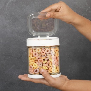 Set 3 cutii alimentare, Belle Vous, cu inchidere ermetica, 900 ml, din sticla, 10.5 x 10.5 x 12.5 cm, Transparent - Img 3