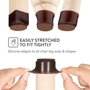 Set 32 protectii pentru picioare scaune/masa Aneaseit, din silicon/fetru, 38 mm, protectie pentru mobiler, Maro - Img 4