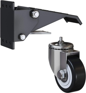 Set 4 roti pentru banc de luru GBL, capacitate de incarcare 225 kg, otel/poliuretan, roti pivotante, cu frane, Negru - Img 6