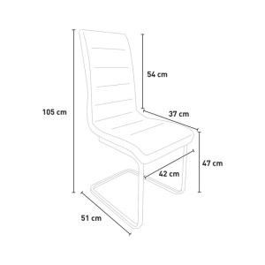 Set 4 scaune elegante Dudak pentru bucatarie si sufragerie, AHD, din piele ecologica, cu spatar inalt, Alb - Img 3