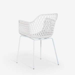 Set 4 scaune moderne de exterior pentru gradina si terasa, cu brate, AHD, Tzura, din polipropilena, ALB - Img 3