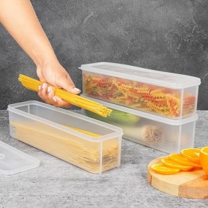 Set 6 cutii alimentare, Belle Vous, 1300 ml, capace etanse, din plastic, fara BPA, design modular, 30 x 8.5 x 7.5 cm, Transparent - Img 4