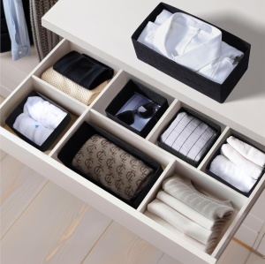 Set 6 cutii de organizare Navaris, pliabile, dimensiuni diferite 14x14x10cm, 28x14x10cm, Negru - Img 7