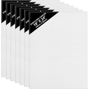Set 7 panze pentru pictura Kurtzy, 45 x 60 cm, din bumbac, 3 mm grosime, pentru vopsele acrilice si uleioase, Alb