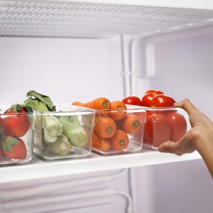 Set 8 organizatoare, Kurtzy, 20 x 10 x 8 cm, din plastic fara BPA, cu maner, pentru alimente, frigider, casa, Trasparent - Img 2