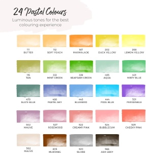 Set carioci Profesionale, Colorya, pentru pictura, caligrafie, cerneala pe baza de apa, 24 carioci cu varf flexibil, 2 pensule cu rezervor pentru apa, Multicolor - Img 7