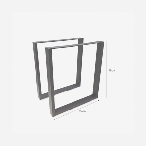Set de 2 picioare dreptunghiulare pentru masa, AHD, 65 x 71 cm, din metal negru, stil industrial Quill - Img 2