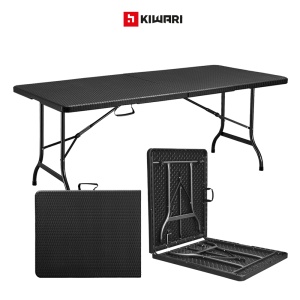Set Mobilier Gradina Kiwari®, Masa Pliabila 180x75x74 cm + 2 Banci, 6 Persoane, Cadru Metalic, Negru - Img 9