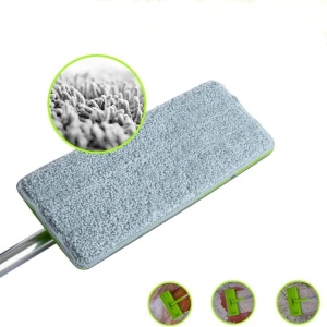 Set mop si galeata, EasyGleam, mop plat cu maner din otel inoxidabil, galeata inovatoare cu doua camere pentru utilizare umeda si uscata, 1 Rezerva - Img 2