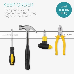 Set organizatoare scule Navaris, 2 bare magnetice, 46x4cm, Alb/Negru, capacitate 15kg - Img 6