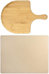 Set Piatra pizza 30 x 38 cm si lopata pizza din bambus, Bej, Navaris, 48593.01 - Img 4