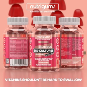 Supliment alimentar Bio-Cultures Microbiome Gummies, Nutrigums, 12 probiotice multi-tulpini 1 miliard CFU, Acidophilus si Bifidobacterium, sprijina sanatatea intestinala, vegan, aroma de capsuni, 60 de jeleuri - Img 7