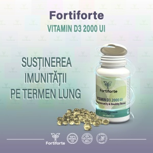 Supliment alimentar VITAMIN D3 2000 UI Strong Immunity & Healthy Bones, Fortiforte, 90 capsule moi - Img 4