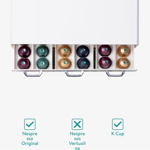 Suport 96 capsule de cafea Navaris, compatibil cu Nespresso, 4 sertare, 34 x 32 x 13, plastic, Crem - Img 6