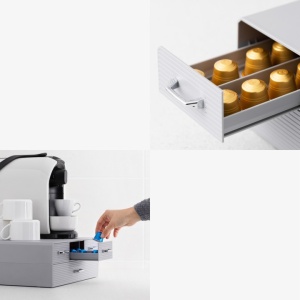 Suport pentru capsule de cafea Navaris cu 4 sertare, Universal, 2 Nivele, Gri, 54092.02 - Img 2
