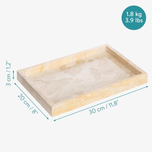 Tava decorativa Navaris din travertin, 30x20x3cm, bej, design elegant - Img 7