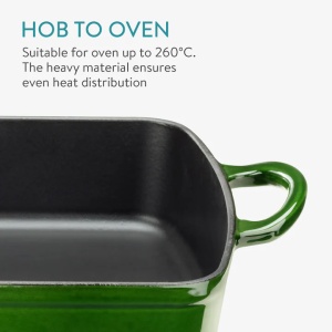 Tava din fonta emailata pentru cuptor Navaris, rezistenta pana la 260°C, verde, 59009.01.80 - Img 3