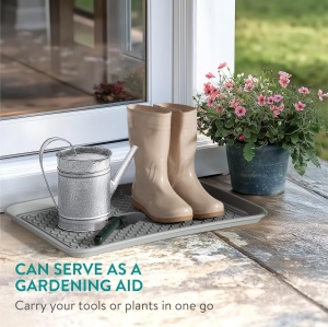 Tava pentru incaltaminte Navaris, set 3, 60 x 40 x 2.8 cm, din plastic, utilizare interior/exterior, Gri - Img 3