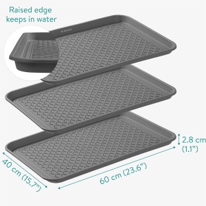 Tava pentru incaltaminte Navaris, set 3, 60 x 40 x 2.8 cm, din plastic, utilizare interior/exterior, Gri - Img 5